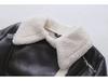 2023 Black Leather and White Fur Short Motorcycle Jacket - Autumn/Winter Street Style