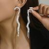 Personality temperament Diamond earrings women, fashion earrings, snake-shaped fringed studs, exaggerated super fairy earrings