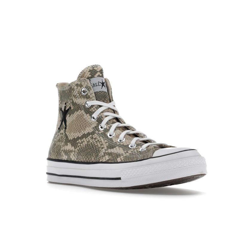 Stussy x Converse Chuck 70 High Snakeskin Unisex Sneakers Tan Multi-Color White A11674C