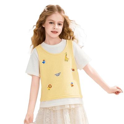 ASK JUNIOR Girls' Layered Look Embroidered T-Shirt
