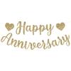 Happy Anniversary Banner, Glitter Happy Anniversary Decorations No DIY Anniversarys Decor Gold Glitter Bannersfor Wedding Anniversarys Party