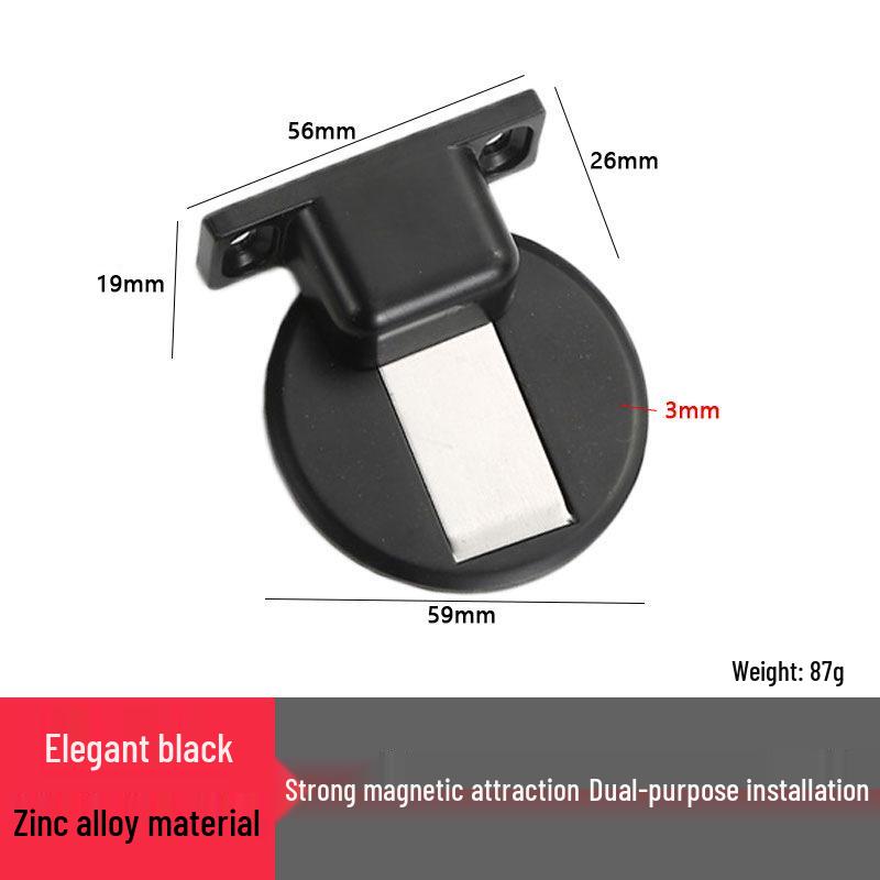 Invisible Zinc Alloy Magnetic Door Stopper & Silent Anti-Collision Closer for Bedroom/Bathroom.