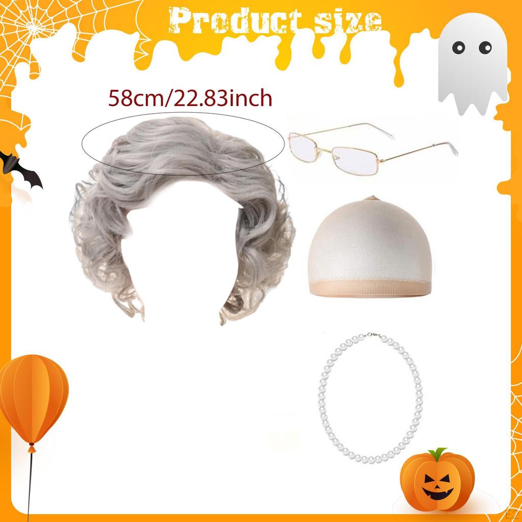 Grandma Halloween with Glasses, Fun And Comfortable Decoration, Old Grandmother Costume, for Shows,