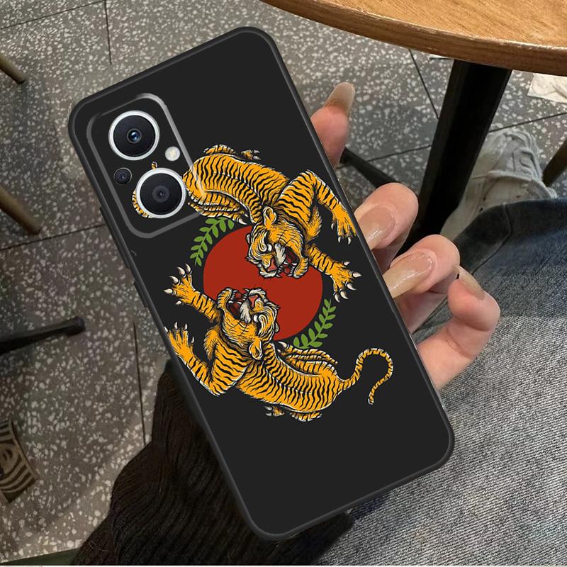 Tiger Red Sun Japan Art For OPPO Reno 10 11 12 13 14 Pro 7 8 Lite 8T 11F 12F 13F 14F OPPO Find X8 X9 X5 X6 Pro Case