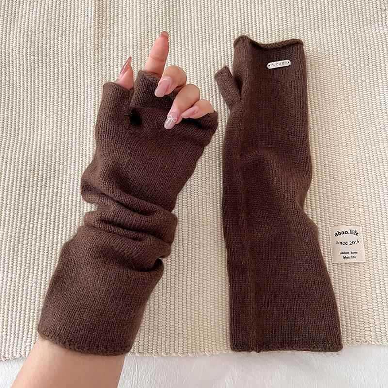 

Knitted Long Fingerless Gloves for Women Warm for Autumn and Winter Cloud Like Soft Texture Raccoon Fleece Fingerless Pile Sleeves One Size