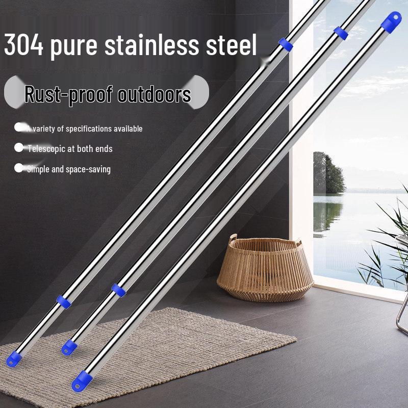 Retractable No-Drill 304 Stainless Steel Balcony Clothes Drying Rack Pole