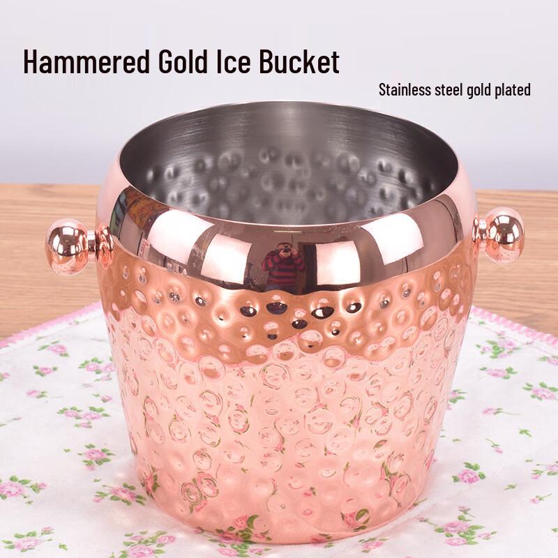 BEYZK Edelstahl gehämmert Eiswürfeleimer