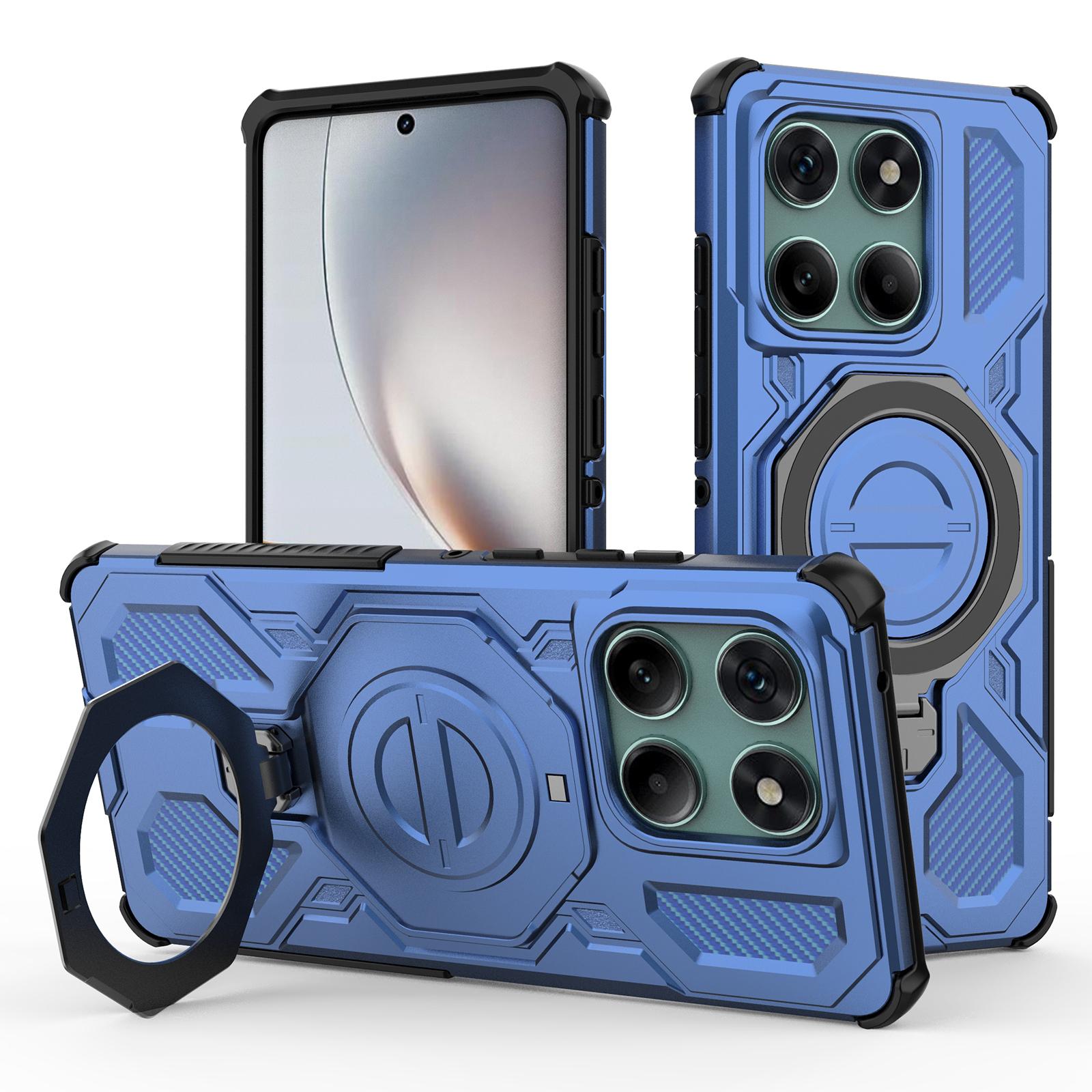 

For Motorola Edge 60 Fusion 5G Magnetic Case Rotating Metal Kickstand PC+TPU Phone Back Cover Dark Blue