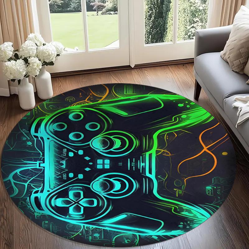 Game Controller Printed Round Rug Carpet Chair Rug Area Rug Entryway Doormats,for Office Chair Living Room Bedroom Kitchen Room.