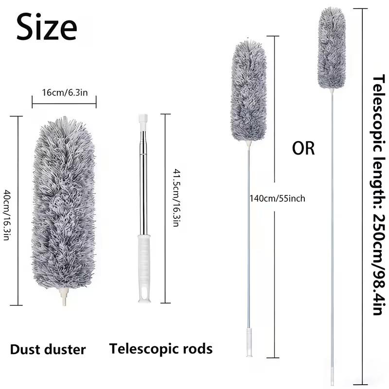Extendable Dust Brush Bendable Cleaning Brush Reusable Washable Ceiling Fan Duster Cleaning Tools for Home Maximum Extension 2.5M