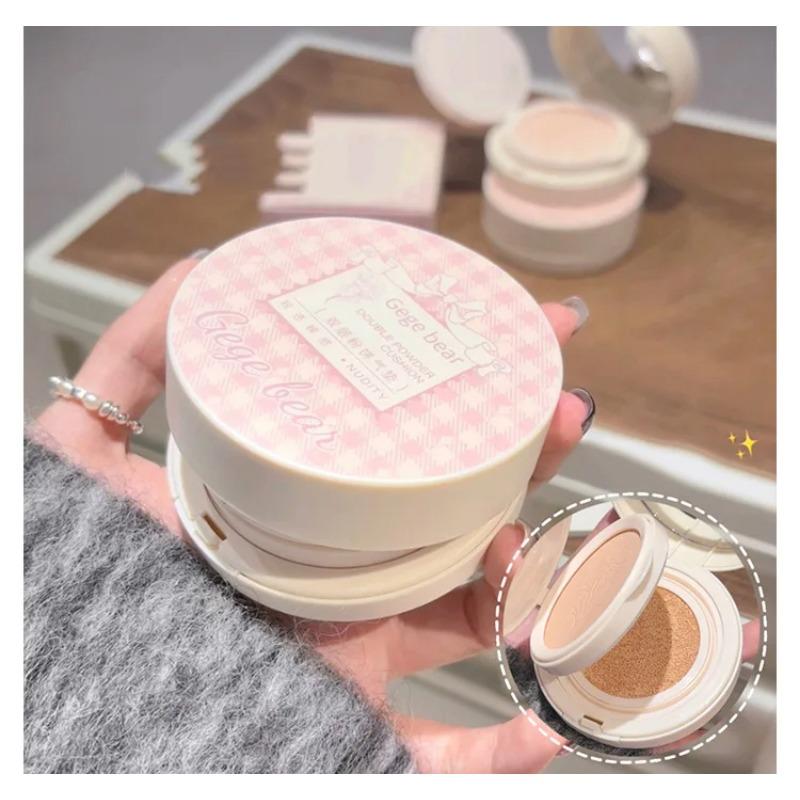 2 in 1 Double Layer Powder Cushion Clear Natural Lasting Brightening Gege Bear Makeup Concealer Loose Powder Cushion Cream