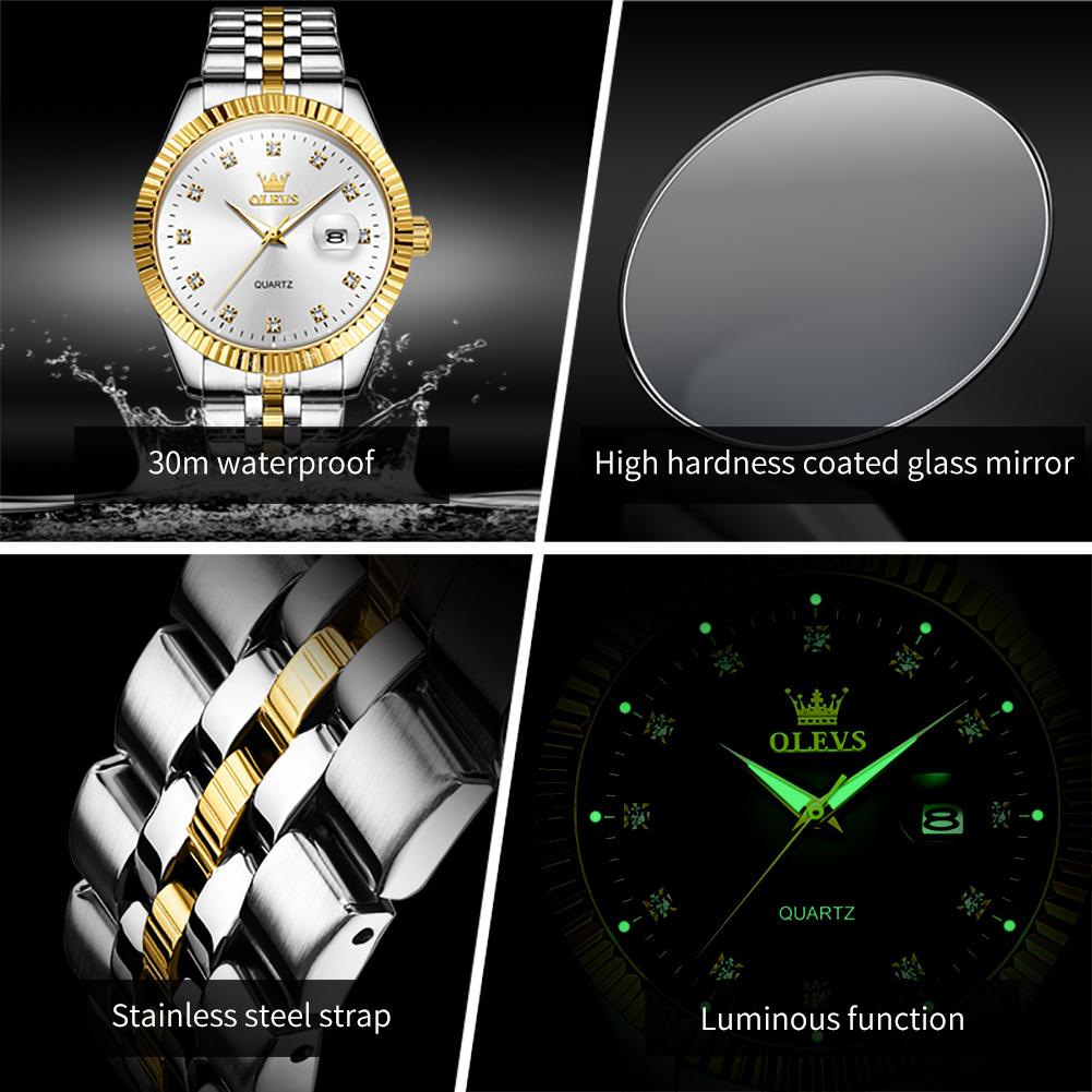 OLEVS Men's Watches Top Luxury Brand Original Quartz Watches for Man Fashion Diamond Scale Business Waterproof Wristwatches 5526