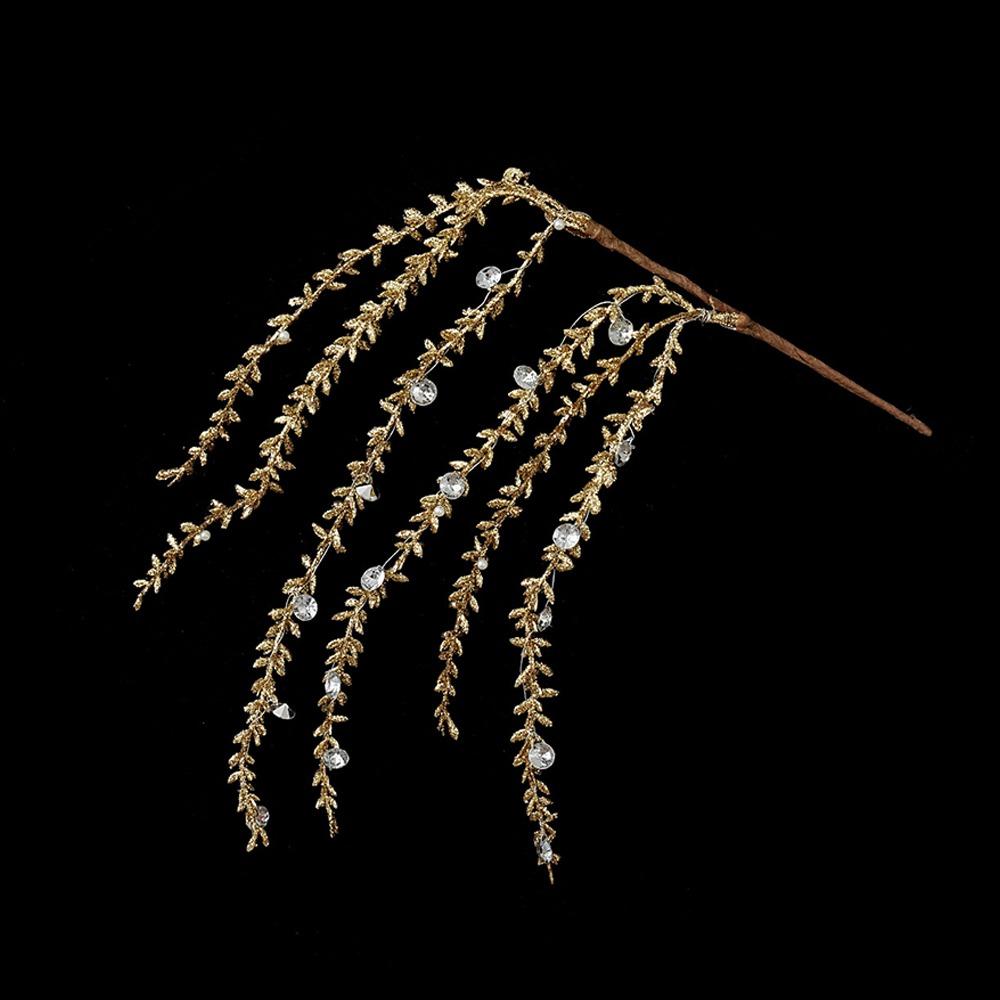 Sparkling Christmas Weeping Spray Pick Realistic Bead Chain Weeping Willow Branch Vase Fill