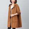 2024 Plus-Size Mid-Length Hooded Trench Coat for Women: Loose, Casual, and Fashionable Spring/Autumn Style Outerwear for Moms.
