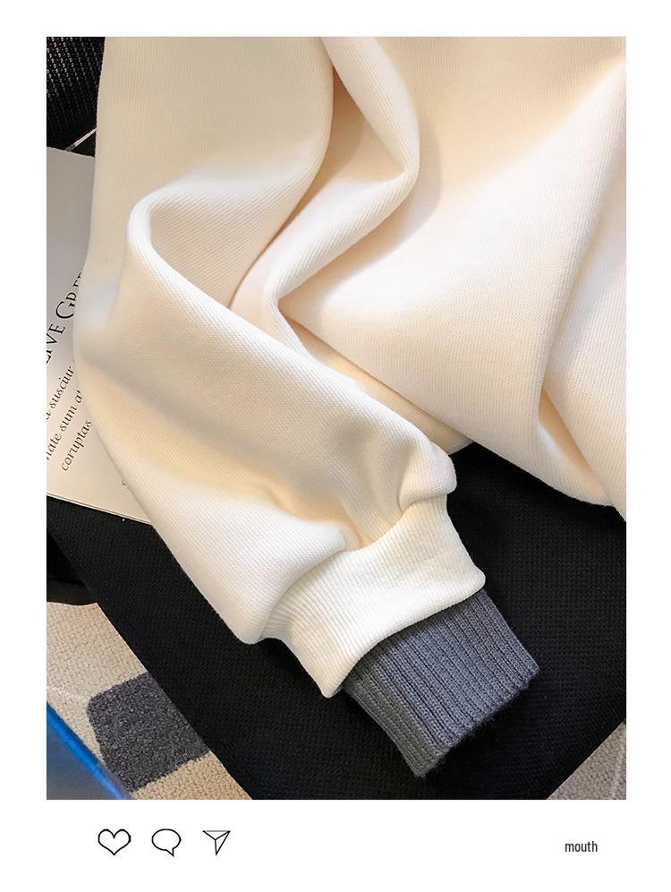 Women's Plus Size Red Round Neck Sweatshirt, Fleece-lined, Winter Layered Look, New Year Style