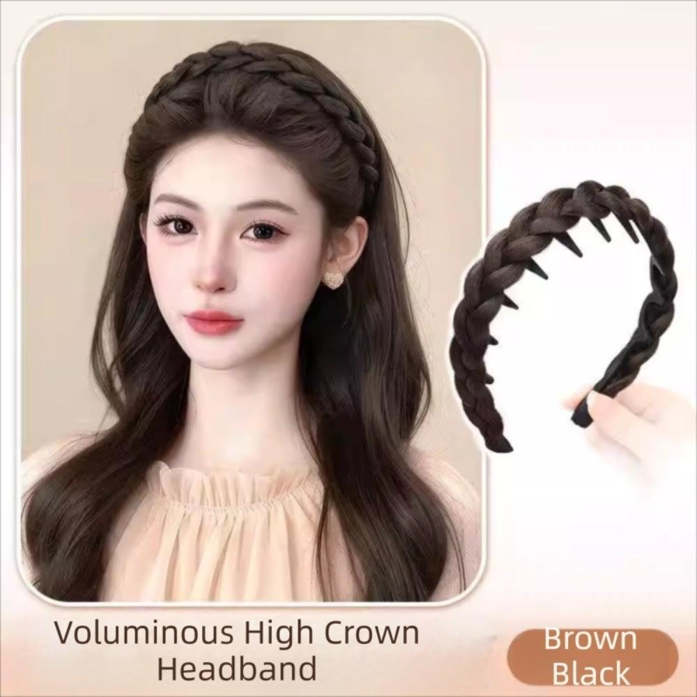 Non-Slip Braided Headband Wig Headwear Retro Head Hoop Fishbone Braids Hair Bands  for Women