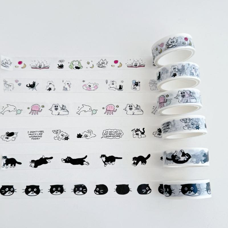 15mmx5m Cartoon Cat Washi Tape Cute Decorative Adhesive Tape for DIY Scrapbooking Journal Stationery