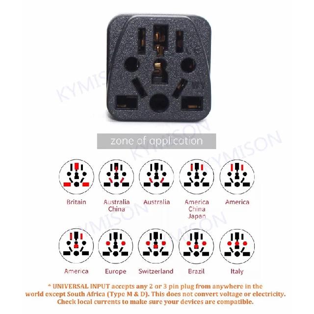 Universal Israe IL Plug Adapter 3 Pin EU Euro AU US UK To Israel Travel Adapter Electric Power Cord Charger Socket Outlet 10A