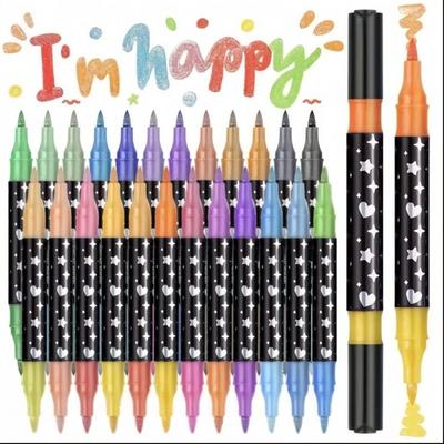 24/48/72/96 Colors Flash Marker Pen Two-color Bold Pearlescent Fluorescent Pen Double-headed Student Painting Pen