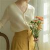 Vintage knitted cardigan top women's autumn and winter solid color pearl buckle loose sweater jacket commuter style