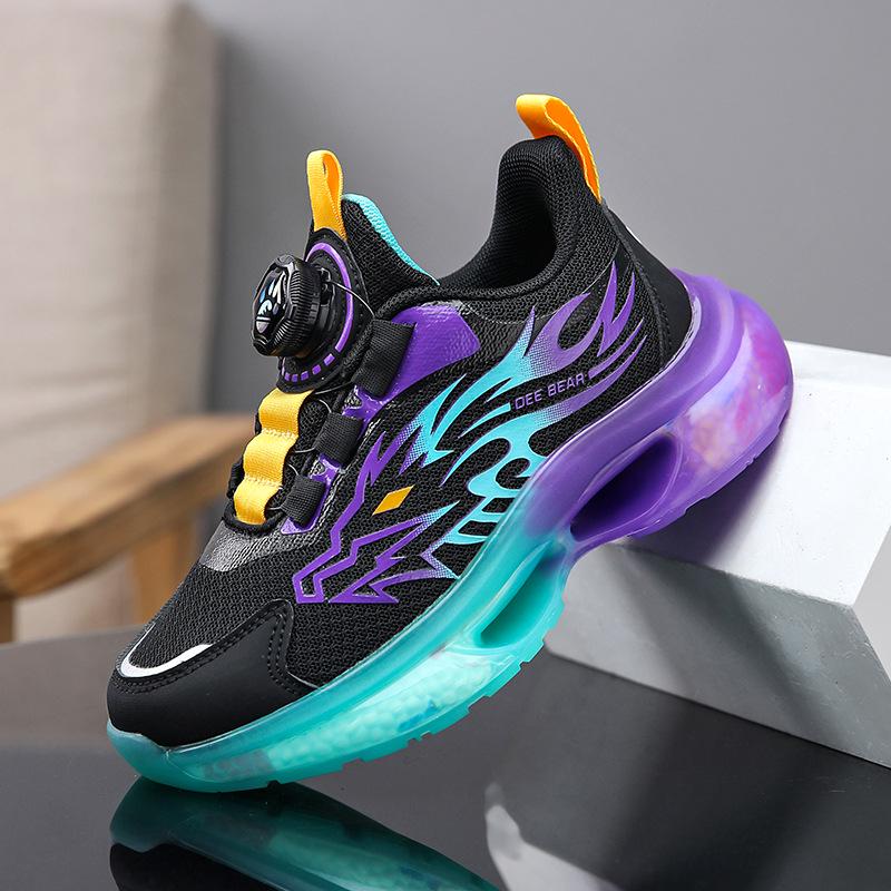 2026 Kids' Rotating Buckle Sports Shoes: Non-Slip, Soft, Breathable for Big Boys
