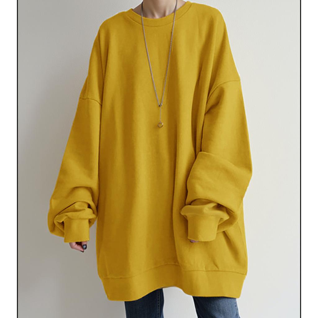 Streetwear Long Sleeve Pullover Tops Women Autumn Loose Oversize Long Hoodies Korean Fashion Casual Sweatshirts