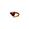 Exquisite French Red Heart Zirconia Open Ring for Women – Versatile High-End Hand Jewelry