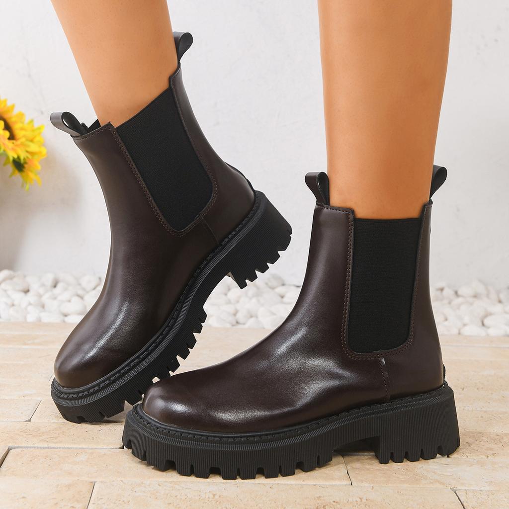 Women Chelsea Boots Leather Autumn Winter Fashion Ankle Boots Women Retro Outdoor Comfortable Shoes Ladies Zapatos De Mujer