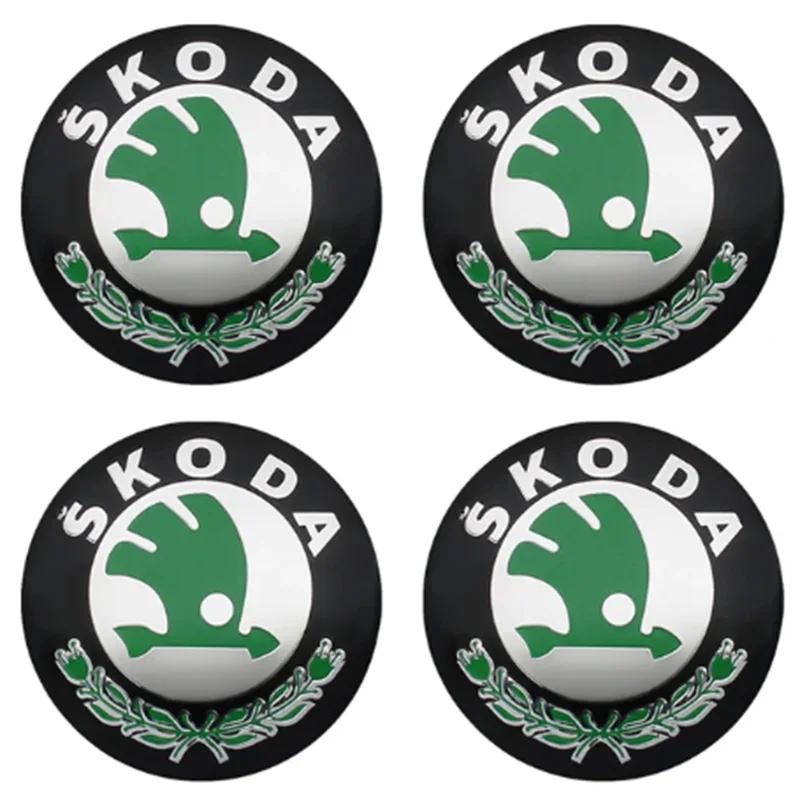 2026 Hot For SKODA 4pcs 56mm+60mm Car Wheel Center Hub Cap Rim Cover Emblem Stickers For Skoda Octavia 1 2 3 A4 5 MK2 Kodiaq Sup