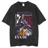 EVA 01 T-shirt Streetwear da Uomo Lavaggio Vintage Stampa Anime T-shirt da Donna Harajuku Casual Manica Corta Abbigliamento Top