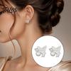 Versatile Alloy Earrings 1 Pair Butterfly Stud for Women, Sparkly Rhinestone Faux Pearl French Style Earrings, Glitter Cubic Zirconia Jewelry
