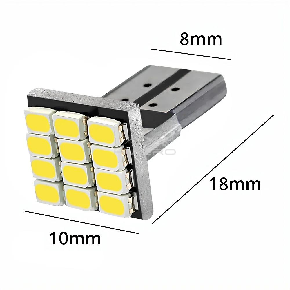 2PC T10 W5W 12SMD 1206 Wedge White LED 12V Canbus No Error Decoder Car External Light License Plate Corner Backup Dome Door Lamp