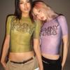 Haut Y2k à imprimé de lettres T-shirts graphiques transparents pour femmes Vêtements Manches courtes Esthétique Ropa De Mujer Moulant Sexy Streetwear