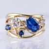 Gorgeous Inlaid White Blue CZ Women's Ring Trendy Gold Color Hand Carving Daily Wear Party Jewelry Anniversary Gift