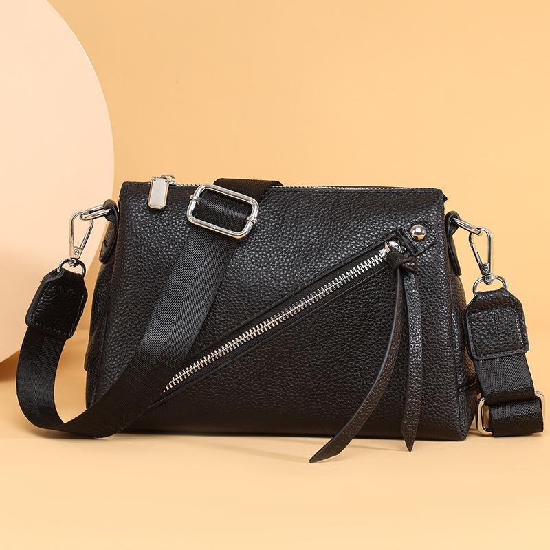 Litschi-Muster Rindsleder Tasche Damen neue einfache Umhängetasche vielseitige einzelne Schulter trendige weiche Leder tragbare kleine quadratische Tasche