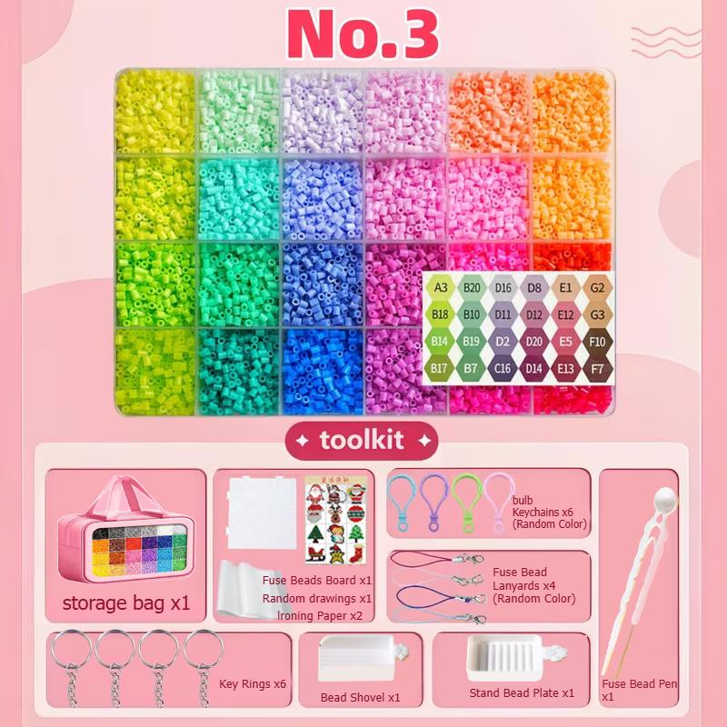 7200 Pezzi 2,6 Mm Foro Mini Perline Hama Perler Fuse Perline da Stirare Fai da Te Giocattoli Artigianali per la Prima Educazione Puzzle Regalo di Compleanno per Bambini