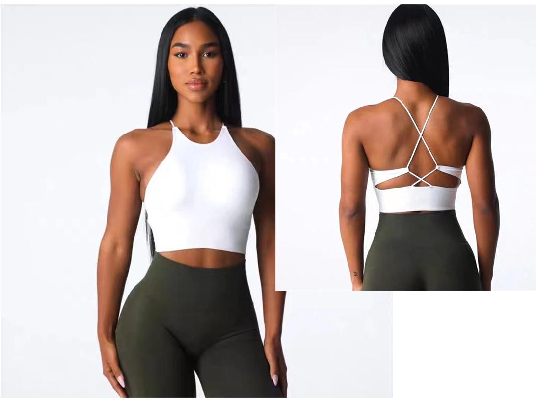 

Женское спортивное нижнее белье с перекрестными бретелями на спине: Высокая эластичность, быстрое высыхание, ощущение натуральности для танцев, бега, фитнеса и йоги. Medium белый