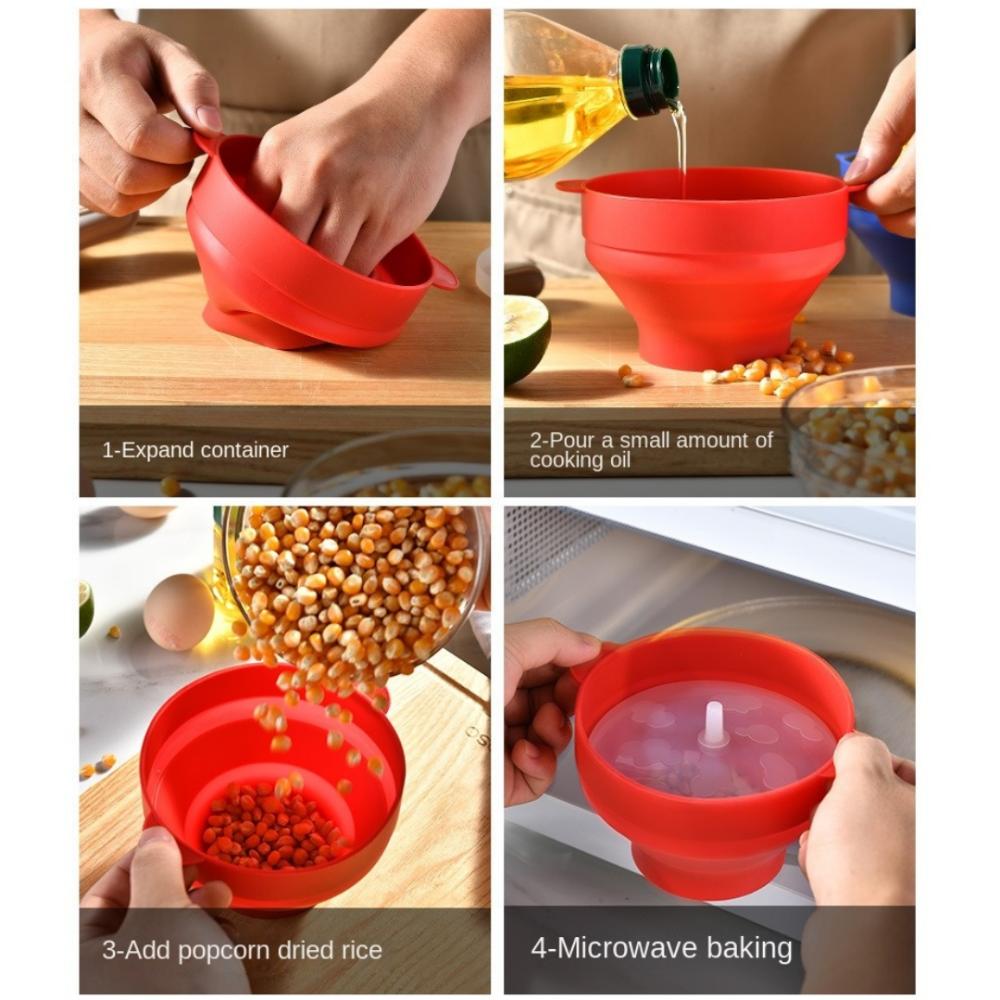 Silicone DIY Popcorn Bucket Microwave Popcorn Maker Reusable Chips Fruit Dish  Kitchen Gadgets