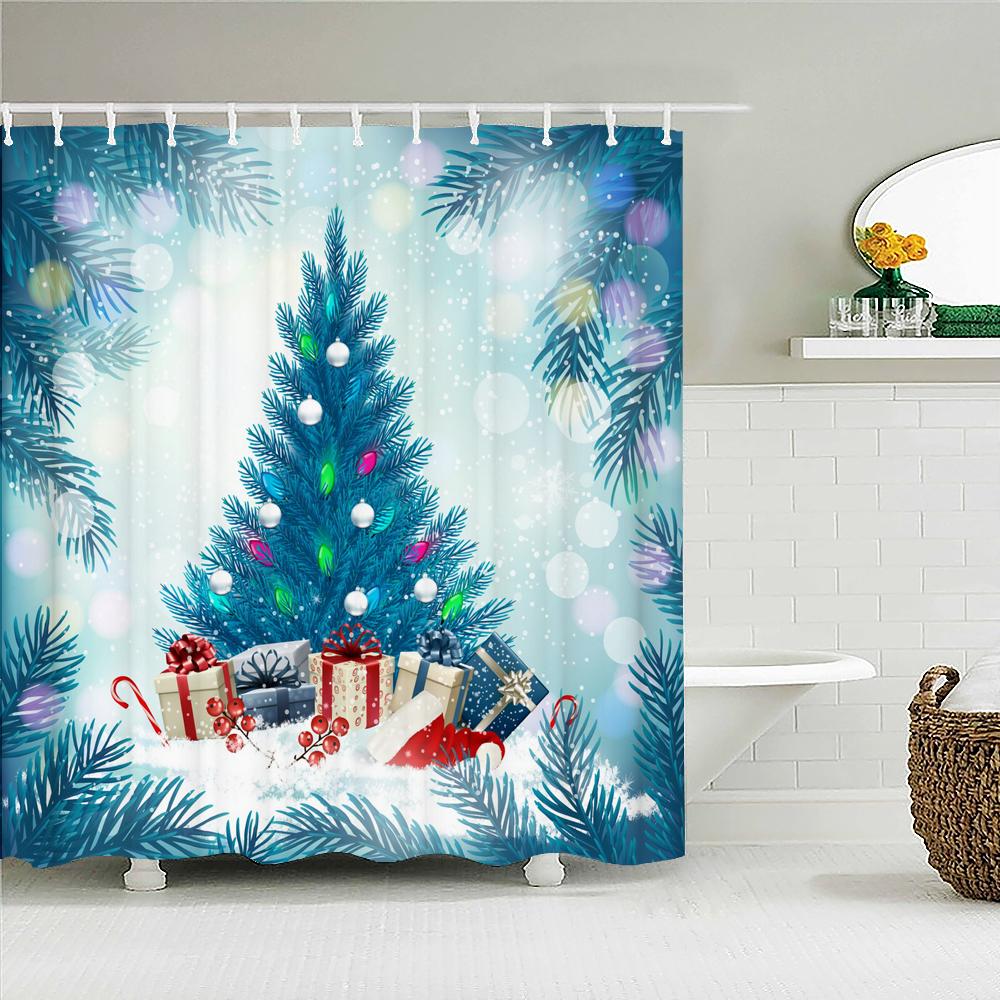 

С Рождеством Рождественские шторки для душа 3D Шторки для ванны Снеговик Дед Мороз Елка Олень Декоративная полиэстеровая ткань 180*240 см Ширма W90xH180cm