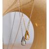 Yhpup Stainless Steel Shiny Cubic Zirconia Teardrop Necklace Pendant Rust Proof Metal High Quality Temperament Daily Jewelry