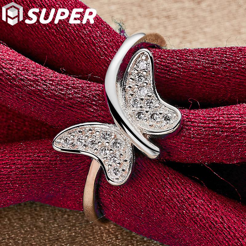 Bague papillon en argent Sterling 925, bijoux en Zircon AAA