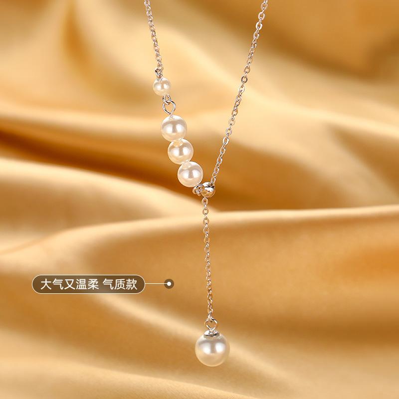 925 Sterling Silver Neck Choker Chain Pearl Pendants Necklaces Women Luxury Jewelry Exquisite Elegant Aesthetic Charms