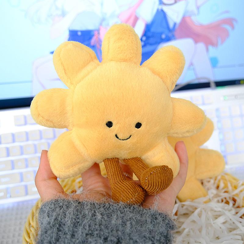 Adorable Smile Face Yellow Sun Plushie Stuffed Cute Cartoon Weather Plush Toy For Kid Bedroom Decor Sofa Throw Pillow