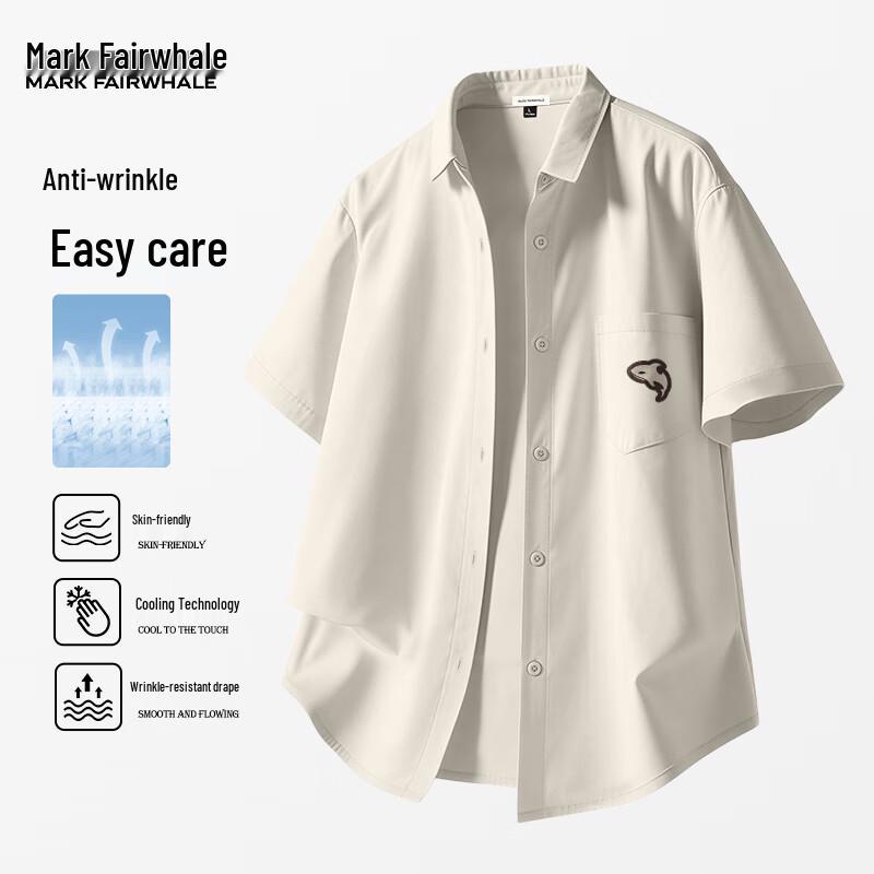 MARK FAIRWHALE Men s Casual Short Sleeve Wrinkle-Resistant Shirt XXL