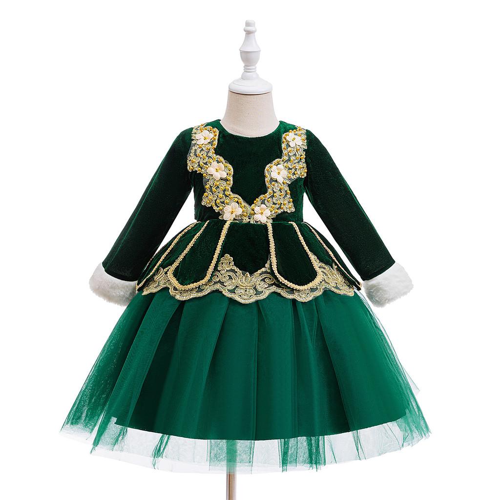 

Детское платье принцессы-эльфа на Рождество для девочек, зеленое, детские рождественские новогодние костюмы для косплея, наряд для выступлений в детском саду, ролевых игр 150cm