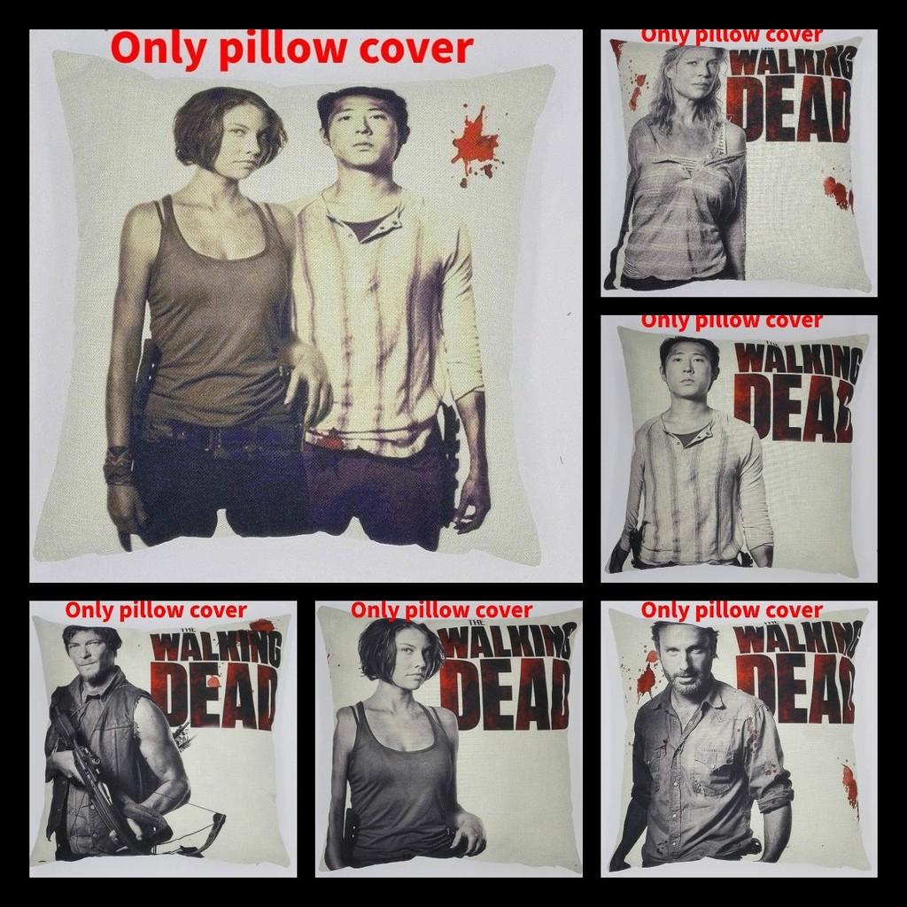Premium Grey Linen Walking Dead Sofa Pillow Case For Fans Of Zombie Series 45x45cm