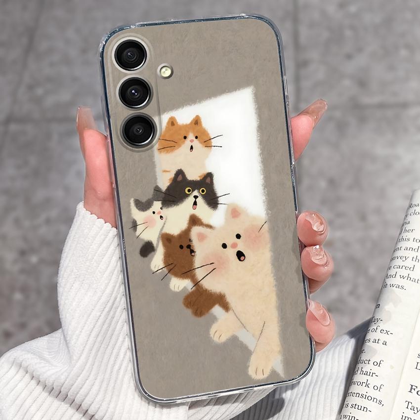 Casing For Samsung A16 A17 A15 A14 A13 A12 A10 A26 A25 A24 A23 A22 Phone Cover Cute Penguin Pattern Transparent Silicone Shell For Samsung Bumper Case
