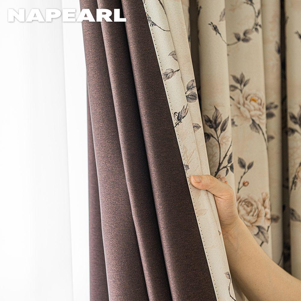 1PC NAPEARL Rural Style Retro Thick Curtains High-precision Printed Blackout Curtains for Bedroom Living Room Window for Home Decor