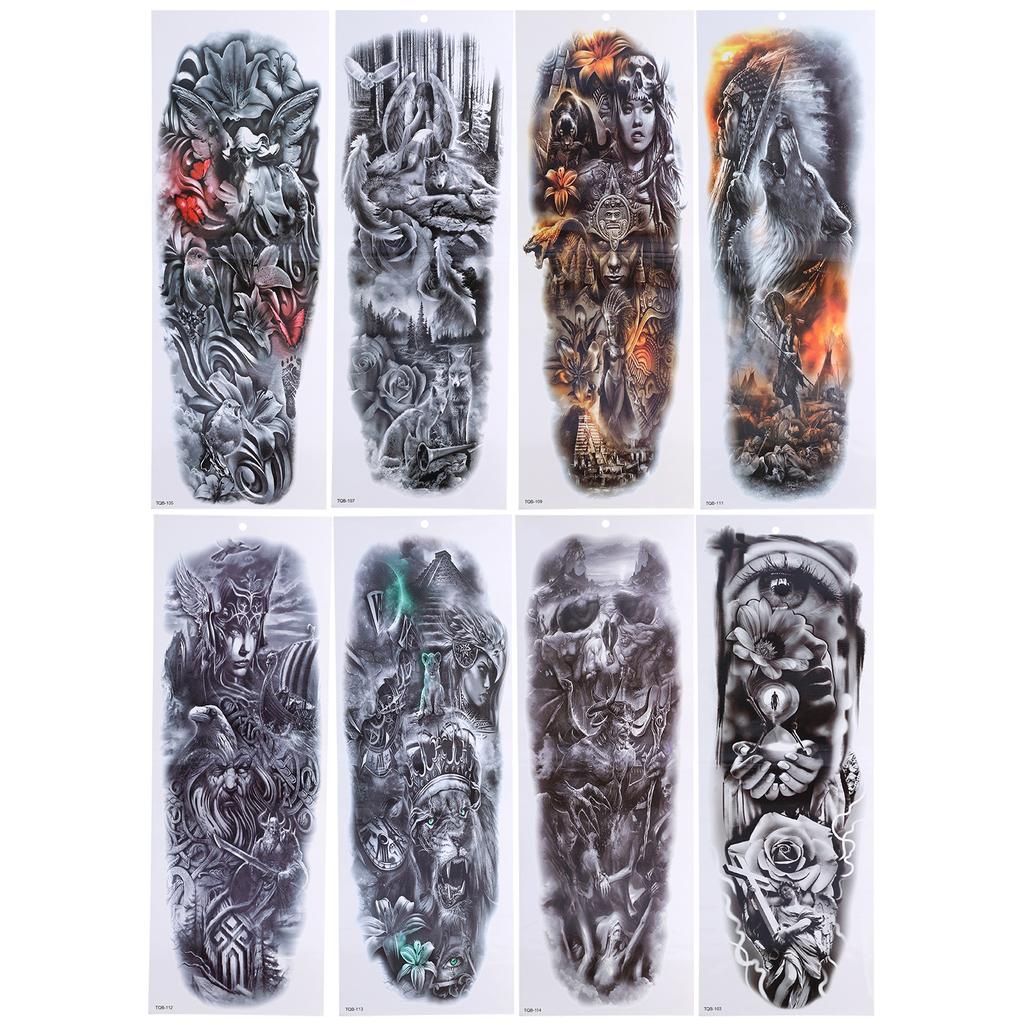 8 Sheets Full Arm Tattoo Sticker Waterproof Party Exquisite Temporary Tattoo Sticker for Men Women