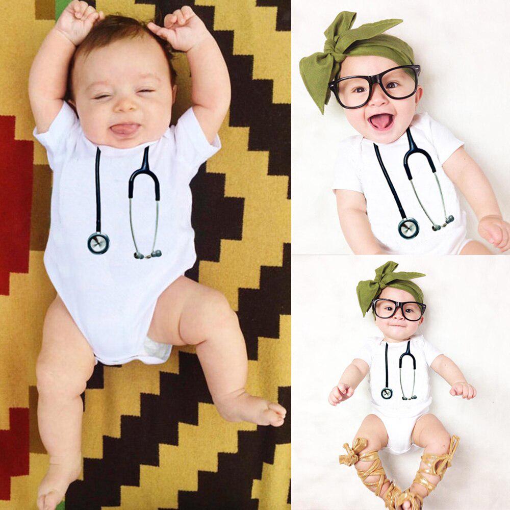 Romper Babygrow 0-24 Months Baby Doctor Nurse Gift Stethoscope Baby Bodysuit